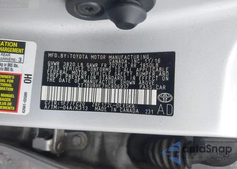 2017 Toyota Corolla Se from USA, damaged, VIN 2T1BURHE7HC806937